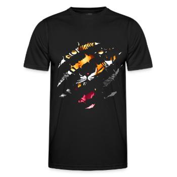 Tiger Eye Claw Safari Zoo Wildlife Tier - Männer Funktions-T-Shirt - Schwarz - Vorne - AI Model Male 178 dark (178cm)