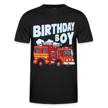 Birthday Boy Firefighter Birthday Boy - Men's Functional T-Shirt - black - Front - AI Model Male 178 dark (178cm)