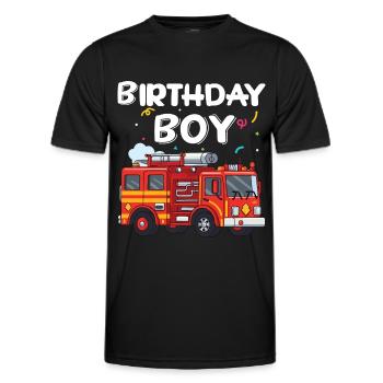 Birthday Boy Firefighter Birthday Boy - Men's Functional T-Shirt - black - Front - AI Model Male 178 dark (178cm)