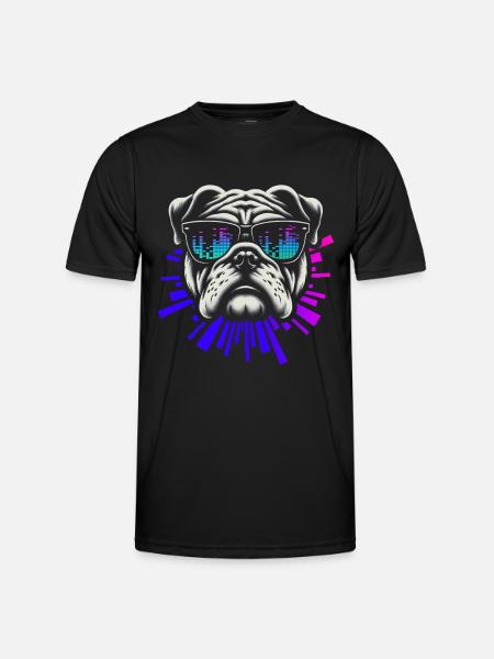 Bulldog With Sunglasses House Music Rave DJ - Men's Functional T-Shirt - black