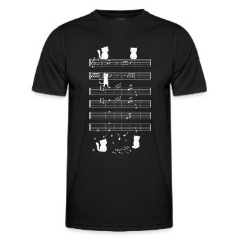 Cats playing with music note cat - Men's Functional T-Shirt - black - Front - AI Model Male 178 dark (178cm)