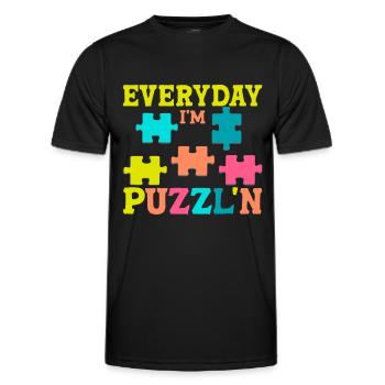 Puzzle Pièce Puzzle Amateur de Puzzle - T-shirt sport Homme - noir - Devant - AI Model Male 178 dark (178cm)