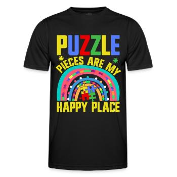 Jigsaw Puzzle Piece Puzzle Lover - Men's Functional T-Shirt - black - Front - AI Model Male 178 dark (178cm)