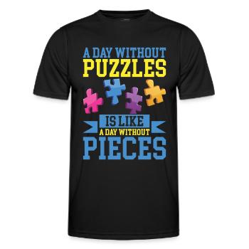 Puzzle Pièce Puzzle Amateur de Puzzle - T-shirt sport Homme - noir - Devant - AI Model Male 178 dark (178cm)