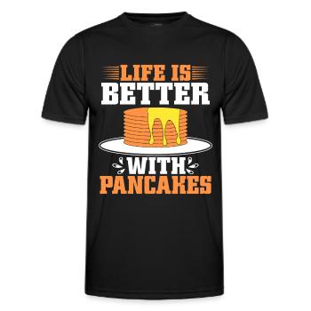 Pancake Breakfast Syrup Food Funny - Men's Functional T-Shirt - black - Front - AI Model Male 178 dark (178cm)