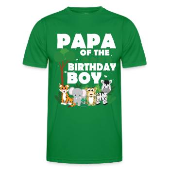 Papa Of The Wild One Birthday Zoo Theme Safari - Men's Functional T-Shirt - kelly green - Front - AI Model Male 178 dark (178cm)
