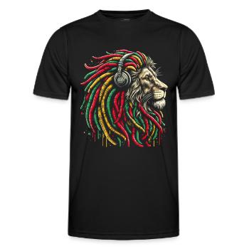 Lion jamaïcain Reggae Root Lion Judah Rasta - T-shirt sport Homme - noir - Devant - AI Model Male 178 dark (178cm)