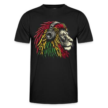 Lion jamaïcain Reggae Root Lion Judah Rasta - T-shirt sport Homme - noir - Devant - AI Model Male 178 dark (178cm)