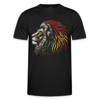 Lion jamaïcain Reggae Root Lion Judah Rasta - T-shirt sport Homme - noir - Devant - AI Model Male 178 dark (178cm)
