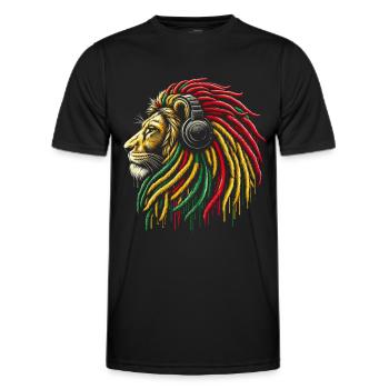 Lion jamaïcain Reggae Root Lion Judah Rasta - T-shirt sport Homme - noir - Devant - AI Model Male 178 dark (178cm)