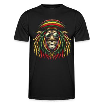 Lion jamaïcain Reggae Root Lion Judah Rasta - T-shirt sport Homme - noir - Devant - AI Model Male 178 dark (178cm)