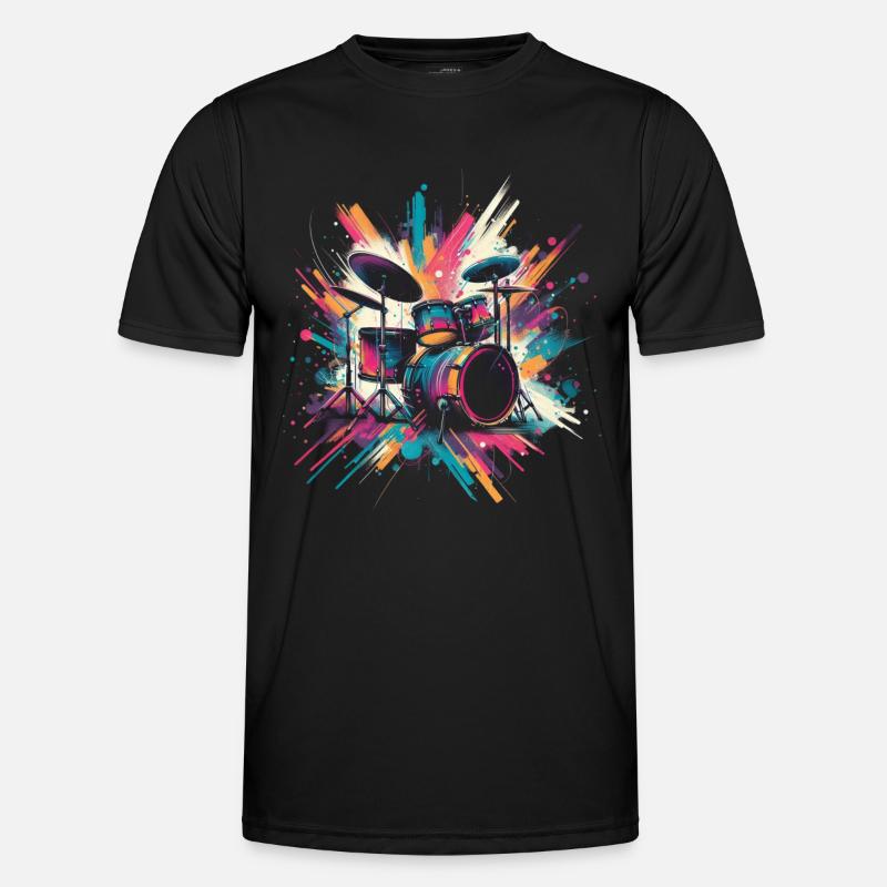 Buntes Abstraktes Drum Set Drummer Drumming Männer Funktions-T-Shirt