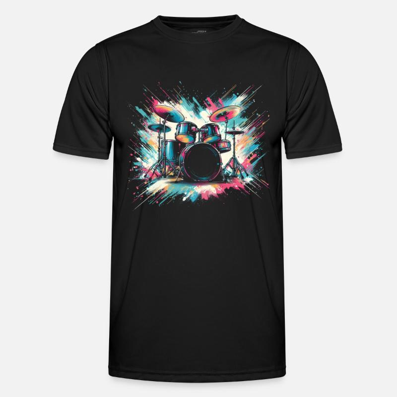 Buntes Abstraktes Drum Set Drummer Drumming Männer Funktions-T-Shirt