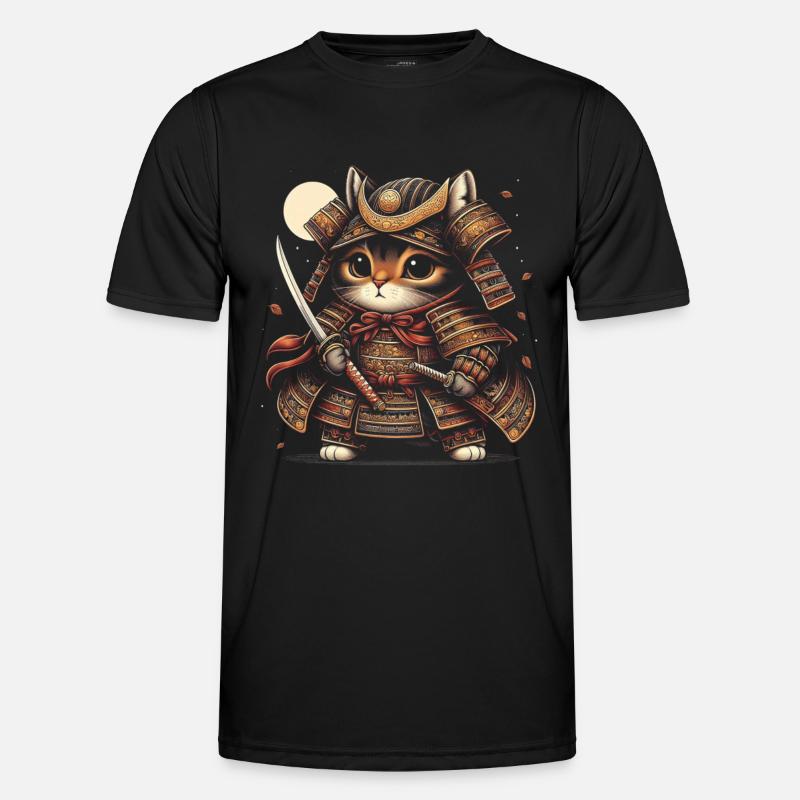 Japonais Samouraï Cat Warrior Retro Ninja T-shirt sport Homme