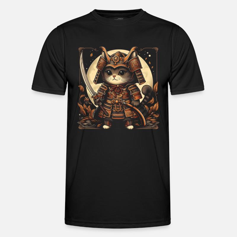 Japanische Samurai -Katzenkrieger Retro Ninja Männer Funktions-T-Shirt