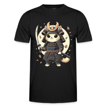 Japanese Samurai Cat Warrior Retro Ninja - Men's Functional T-Shirt - black - Front - AI Model Male 178 dark (178cm)
