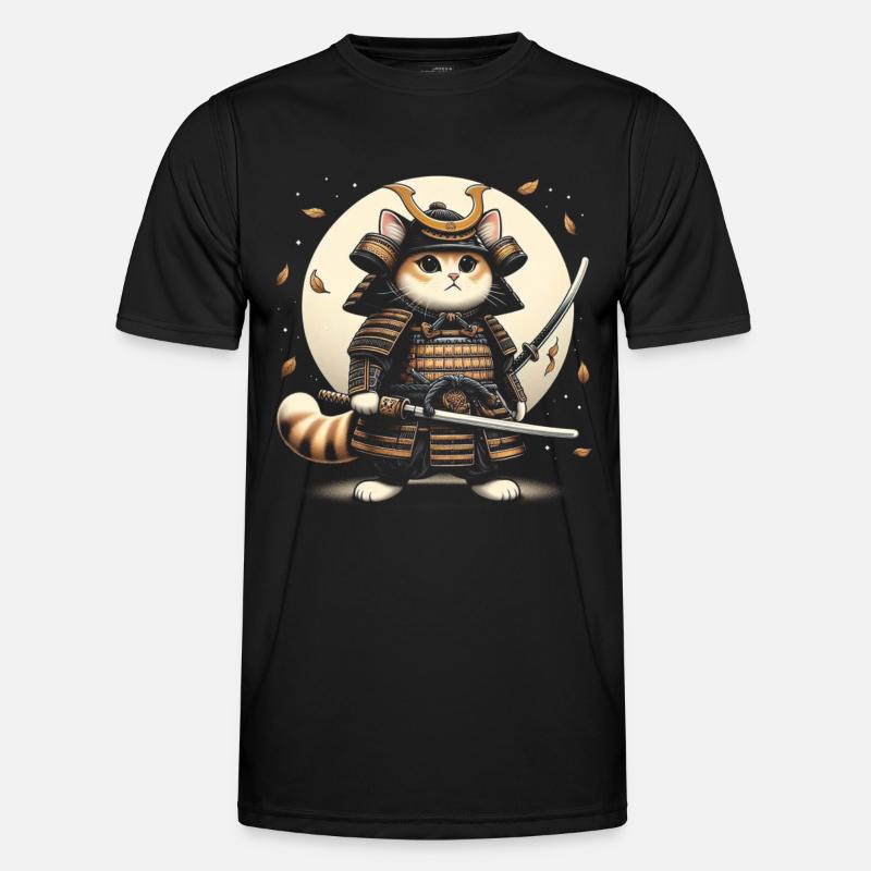 Japanische Samurai -Katzenkrieger Retro Ninja Männer Funktions-T-Shirt