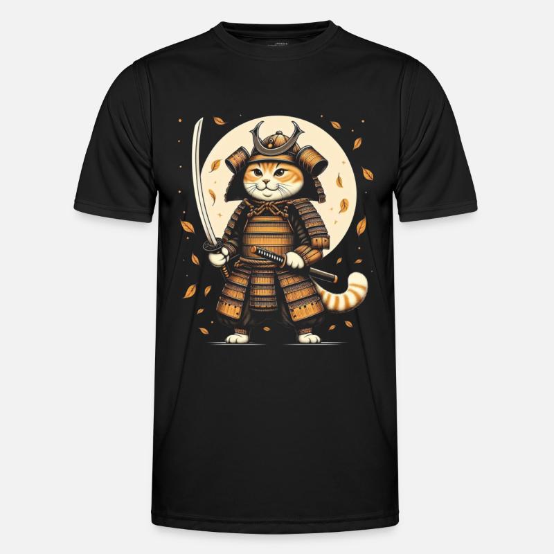 Japonais Samouraï Cat Warrior Retro Ninja T-shirt sport Homme