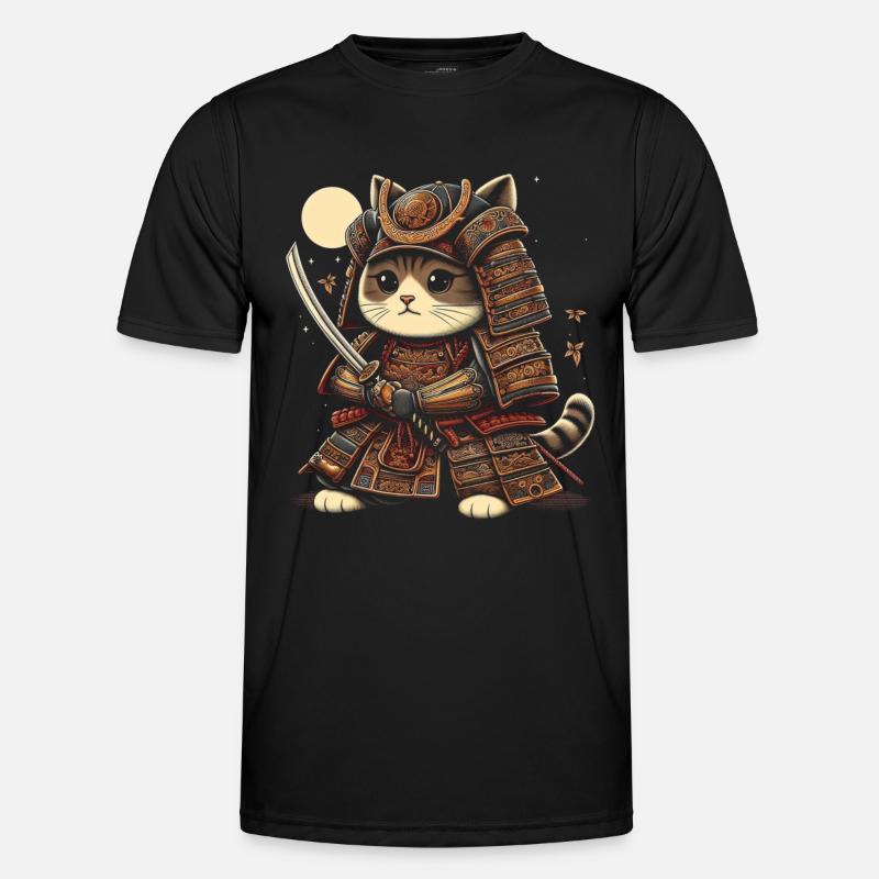 Japanische Samurai -Katzenkrieger Retro Ninja Männer Funktions-T-Shirt
