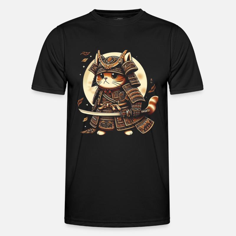 Japanische Samurai -Katzenkrieger Retro Ninja Männer Funktions-T-Shirt