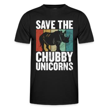 Save The Chubby Unicorns Fat Rino - Men's Functional T-Shirt - black - Front - AI Model Male 178 dark (178cm)