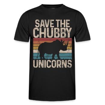 Save The Chubby Unicorns Fat Rino - Men's Functional T-Shirt - black - Front - AI Model Male 178 dark (178cm)
