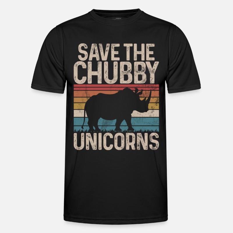 Speichern Sie Die Molligen Einhörner Fat Rino Männer Funktions-T-Shirt