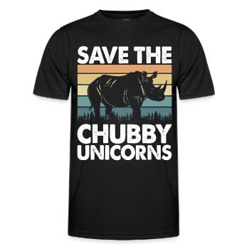 Speichern Sie Die Molligen Einhörner Fat Rino - Männer Funktions-T-Shirt - Schwarz - Vorne - AI Model Male 178 dark (178cm)
