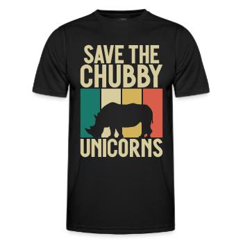 Save The Chubby Unicorns Fat Rino - Men's Functional T-Shirt - black - Front - AI Model Male 178 dark (178cm)