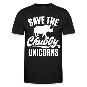 Speichern Sie Die Molligen Einhörner Fat Rino - Männer Funktions-T-Shirt - Schwarz - Vorne - AI Model Male 178 dark (178cm)