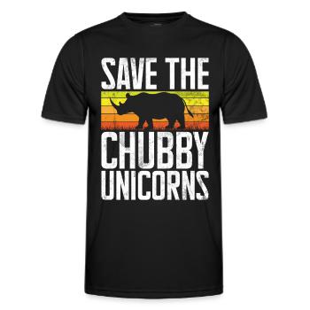 Save The Chubby Unicorns Fat Rino - Men's Functional T-Shirt - black - Front - AI Model Male 178 dark (178cm)