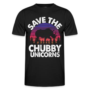 Speichern Sie Die Molligen Einhörner Fat Rino - Männer Funktions-T-Shirt - Schwarz - Vorne - AI Model Male 178 dark (178cm)