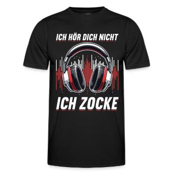 Je ne t’entends pas, je joue - T-shirt sport Homme - noir - Devant - AI Model Male 178 dark (178cm)