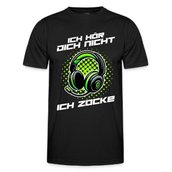 Je ne t’entends pas, je joue - T-shirt sport Homme - noir - Devant - AI Model Male 178 dark (178cm)