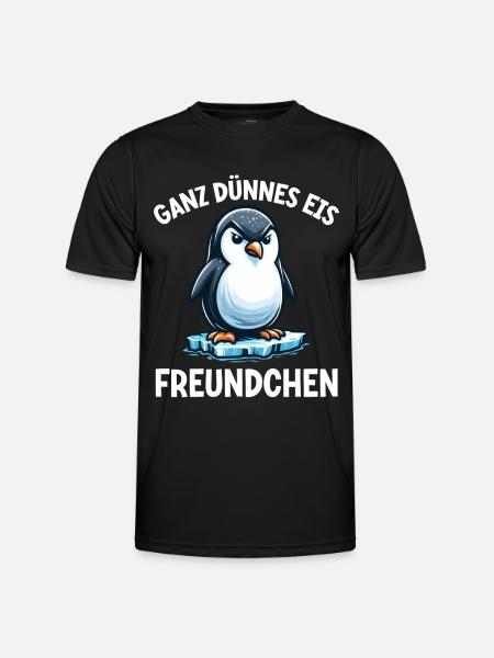 Guten Morgen Ganz Dünnes Eis Freundchen Pinguin - Männer Funktions-T-Shirt - Schwarz