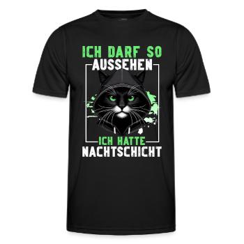 Ich Darf So Aussehen Ich Hatte Nachtschicht Katze - Männer Funktions-T-Shirt - Schwarz - Vorne - AI Model Male 178 dark (178cm)