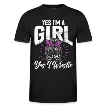 Lutteuse Fille Grappling Lutteuse Femmes - T-shirt sport Homme - noir - Devant - AI Model Male 178 dark (178cm)