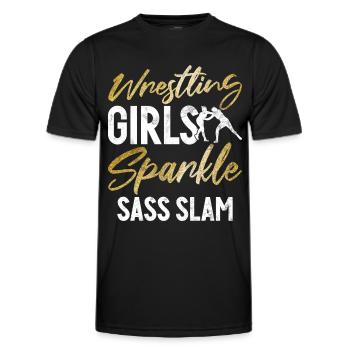 Lutteuse Fille Grappling Lutteuse Femmes - T-shirt sport Homme - noir - Devant - AI Model Male 178 dark (178cm)