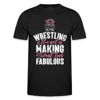 Lutteuse Fille Grappling Lutteuse Femmes - T-shirt sport Homme - noir - Devant - AI Model Male 178 dark (178cm)