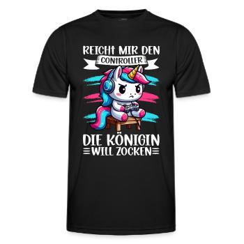 Reicht mir den Controller die Königin will zocken - Männer Funktions-T-Shirt - Schwarz - Vorne - AI Model Male 178 dark (178cm)
