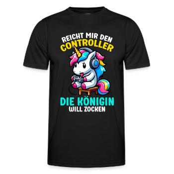 Reicht mir den Controller die Königin will zocken - Männer Funktions-T-Shirt - Schwarz - Vorne - AI Model Male 178 dark (178cm)
