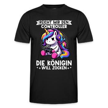 Reicht mir den Controller die Königin will zocken - Männer Funktions-T-Shirt - Schwarz - Vorne - AI Model Male 178 dark (178cm)