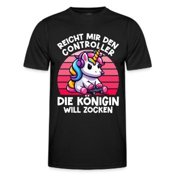 Reicht mir den Controller die Königin will zocken - Männer Funktions-T-Shirt - Schwarz - Vorne - AI Model Male 178 dark (178cm)