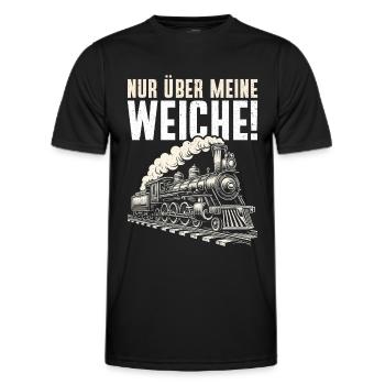 Railway Model Railway Steam Locomotive Trains - Men's Functional T-Shirt - black - Front - AI Model Male 178 dark (178cm)