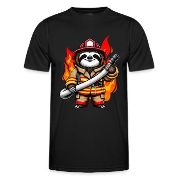 Pompier paresseux Pompier Pompiers Pompiers professionnels - T-shirt sport Homme - noir - Devant - AI Model Male 178 dark (178cm)