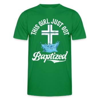 Baptism Baptized Christian Jesus God - Bible - Men's Functional T-Shirt - kelly green - Front - AI Model Male 178 dark (178cm)