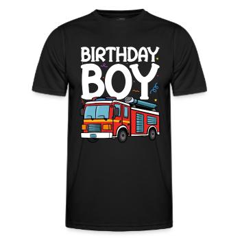 Birthday Boy Firefighter Birthday Boy - Men's Functional T-Shirt - black - Front - AI Model Male 178 dark (178cm)