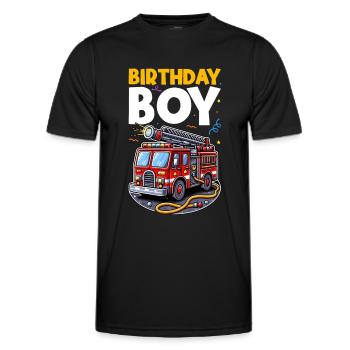 Birthday Boy Firefighter Birthday Boy - Men's Functional T-Shirt - black - Front - AI Model Male 178 dark (178cm)