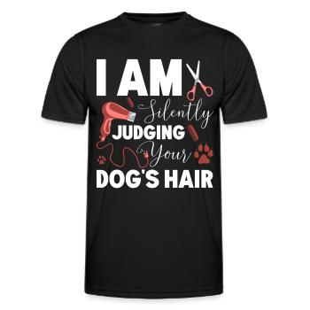 Dog Puppy Pet Care Job Salon - Men's Functional T-Shirt - black - Front - AI Model Male 178 dark (178cm)