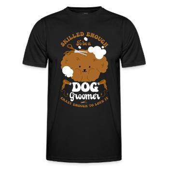 Dog Puppy Pet Care Job Salon - Men's Functional T-Shirt - black - Front - AI Model Male 178 dark (178cm)